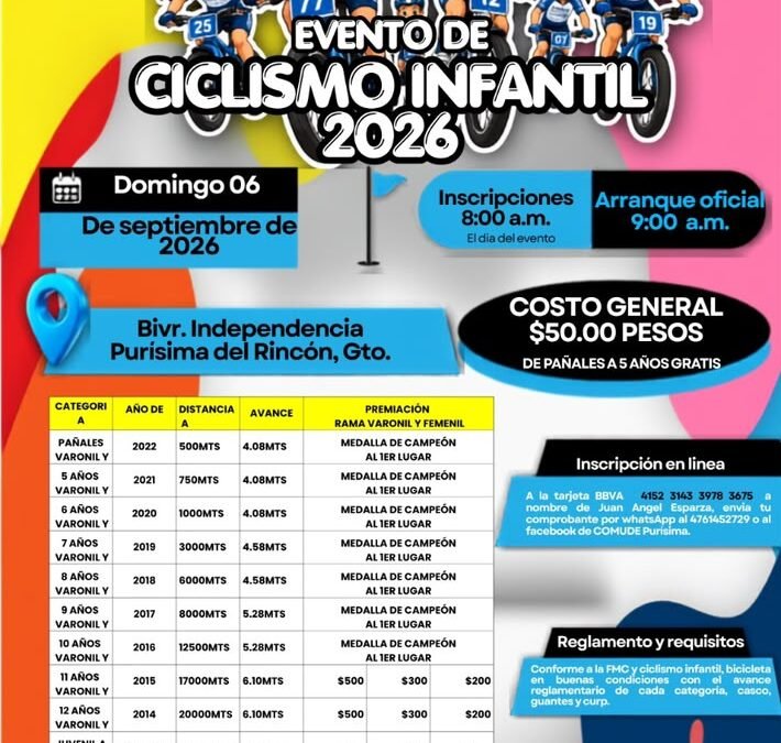 PURÍSIMA DEL RINCÓN SE PREPARA PARA EL EVENTO DE CICLISMO INFANTIL 2026
